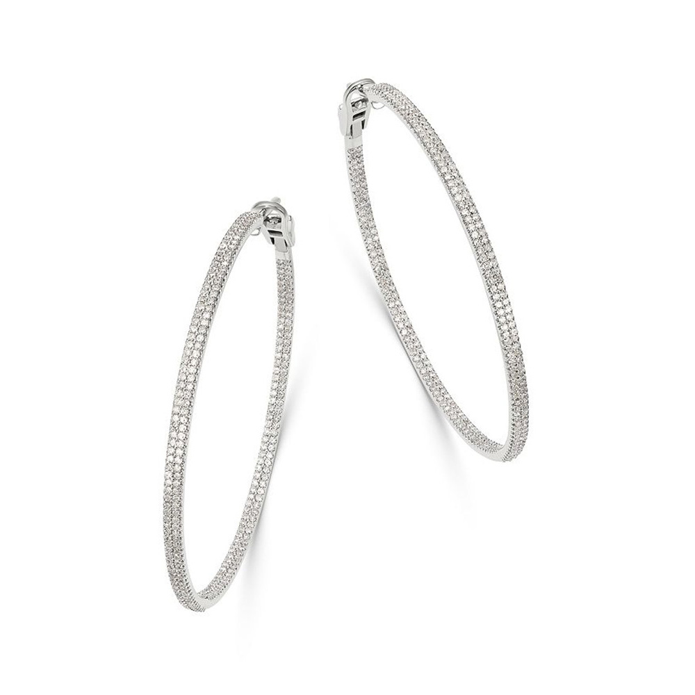 Creaat your design jewelry,oem odm CZ Inside Out Large Hoop Earrings in 14K White Gold filled