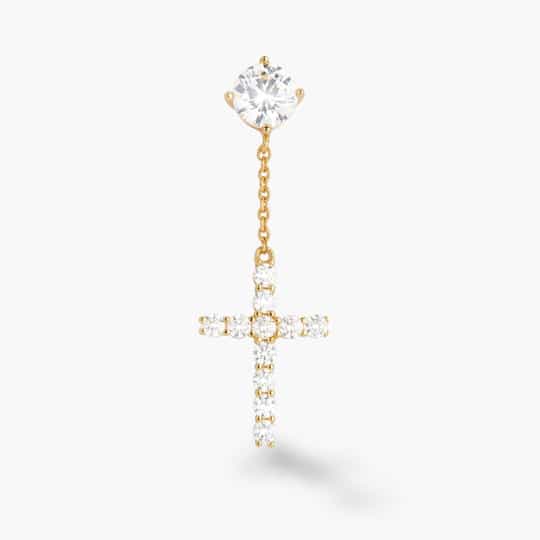 Creat your brand custom made Hanging Cross Stud Earring in silver