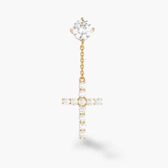 Skep jou handelsmerk pasgemaakte Hanging Cross Stud Oorring in silwer