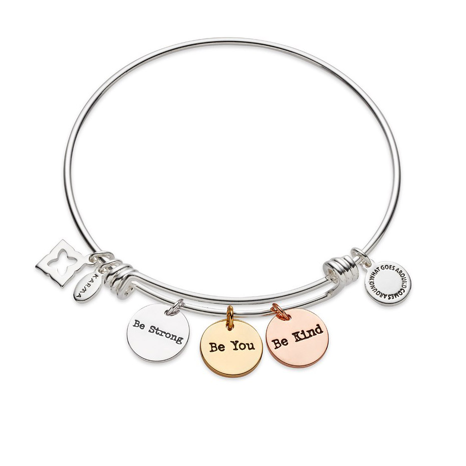 Creat your personalised design custom mixed metal bangle in 925 sterling silver