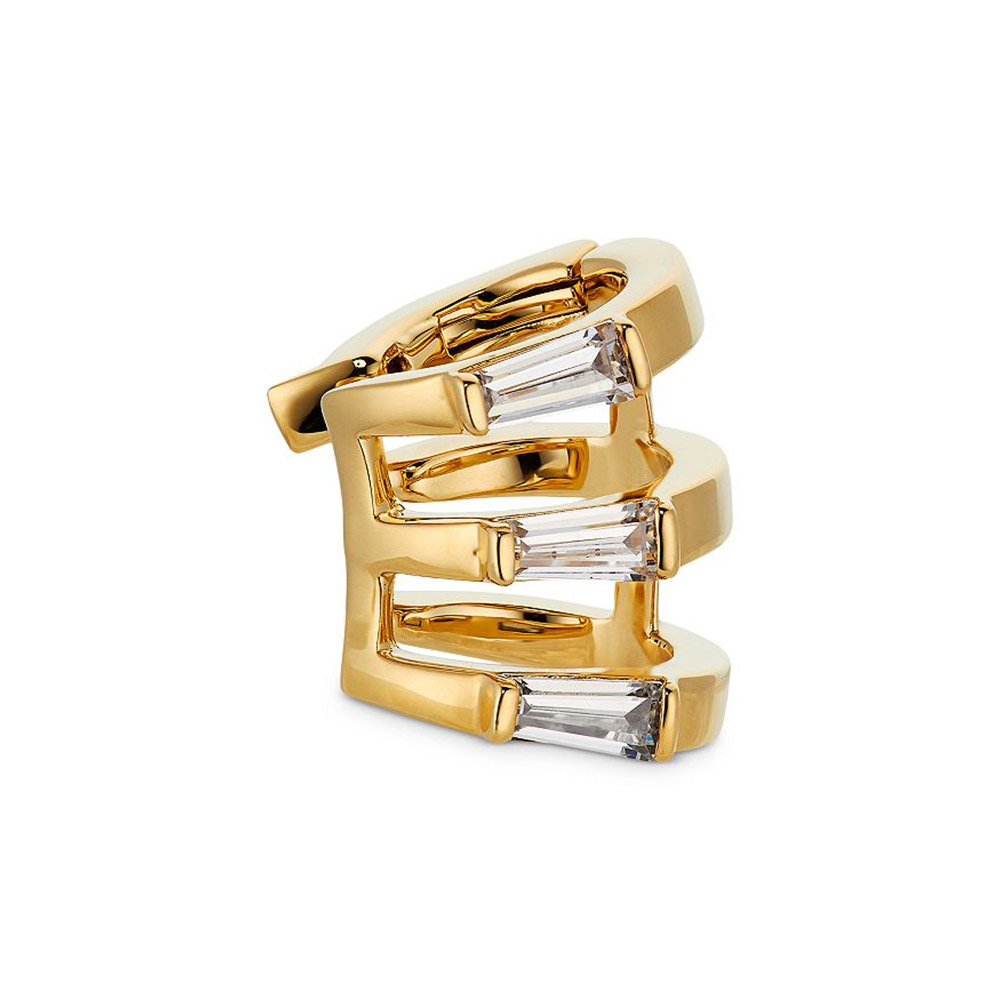 Crea quasi qualsiasi modello di anello personalizzato, polsino per orecchie a tripla fila in argento con zirconi cubici oem Odm dal grossista personalizzato placcato in oro giallo