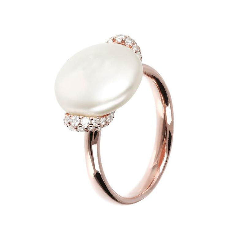 Create a pearl ring in sterling silver for women with brand name engraved wholesaler