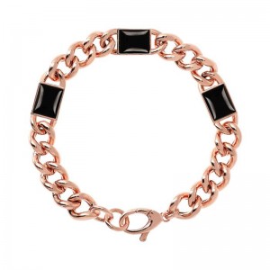 Create customized jewelry with engraving Curb Chain and Cabochon Stones Bracelet wholesale