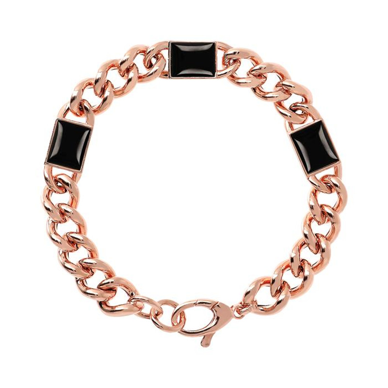 Create customized jewelry with engraving Curb Chain and Cabochon Stones Bracelet wholesale