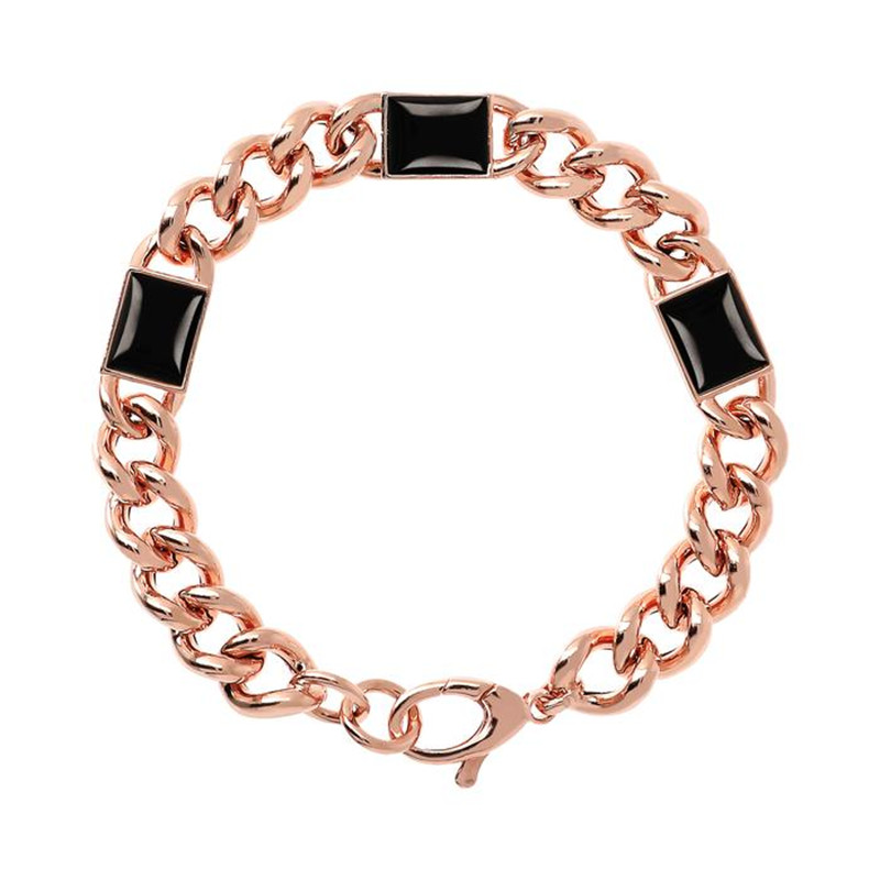 Skep pasgemaakte juweliersware met gravure Curb Chain en Cabochon Stones Armband groothandel