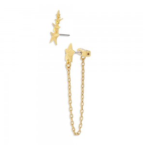 Boucles d'oreilles remplies d'or jaune et de cristal céleste, création par votre propre design, fournisseur de bijoux en argent 925 personnalisés
