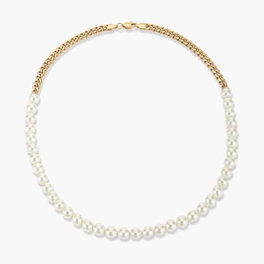 Cuban Link Pearl Necklace Pozlacený dámský jemný návrhář šperků