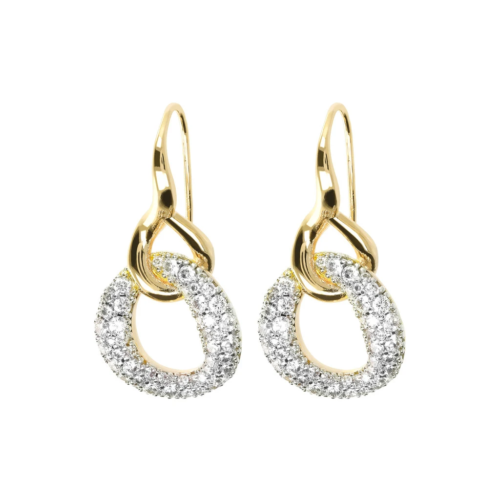Engros Cubic Zirconia sølv øreringe i gult guld OEM/ODM Smykkedesign brugerdefinerede mode smykker grossister leverandører