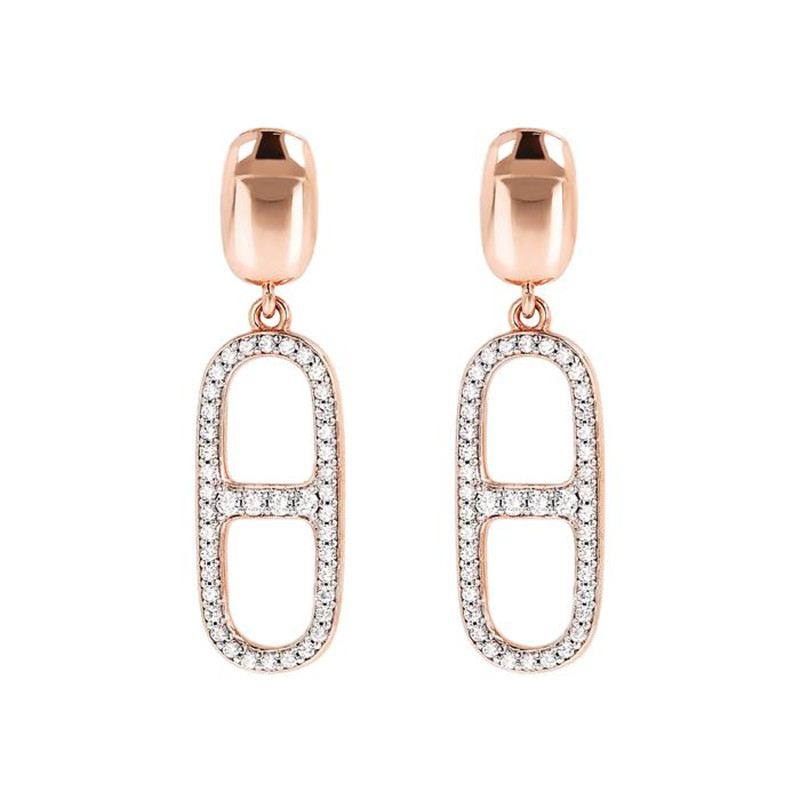 Cubic zirconia earrings made of  18k rose gold vermeil 925 silver by China jewelry supplier customized wholesaler