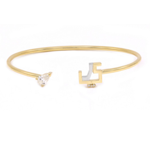 Bracelet manchette personnalisé fait sur mesure en argent sterling 925 plaqué or jaune grossiste