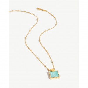 Cusotm wholesale sterling silver charm necklaces in18k gold plated vermeil amazonite