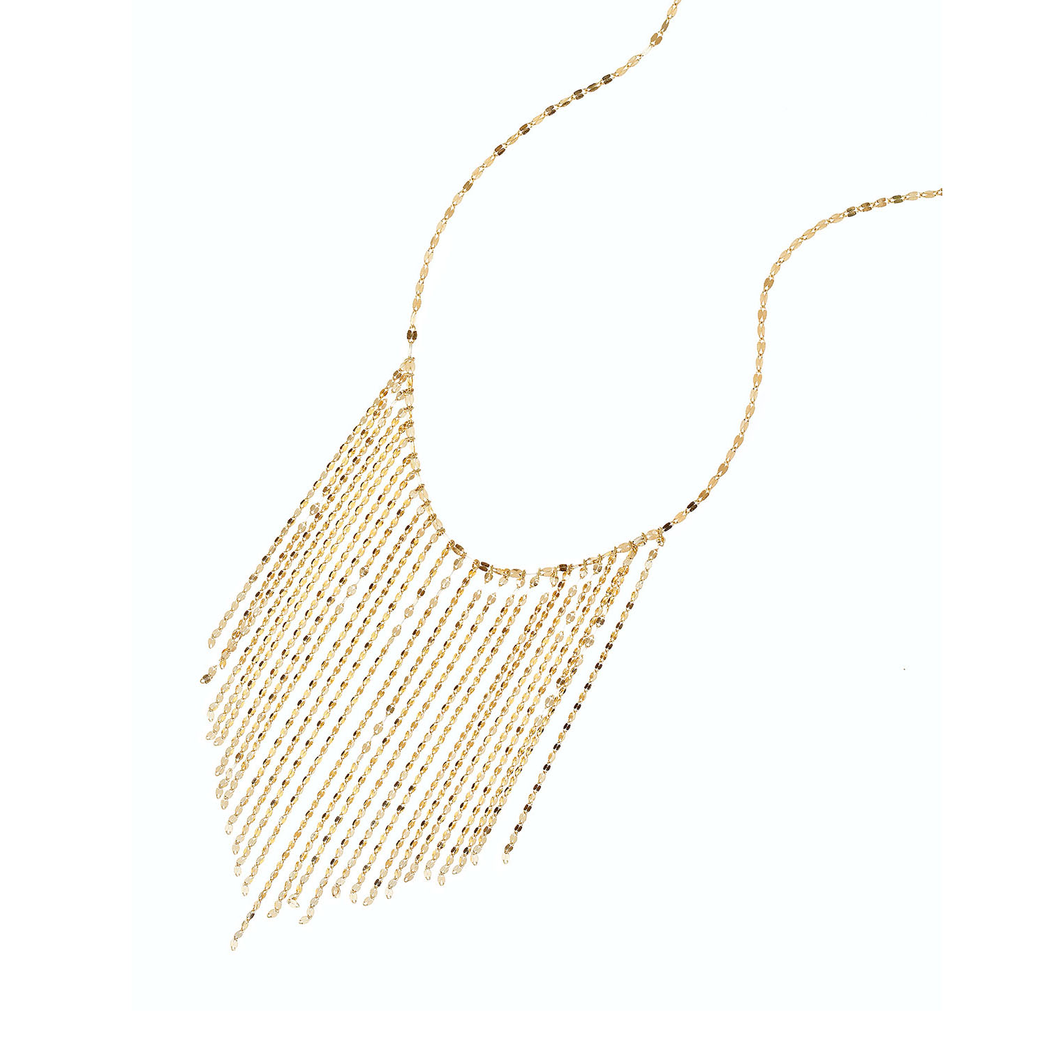 Wholesale Custom 14k Long Fringe Necklace with OEM/ODM Jewelry gold or gold plated silver sterling finish