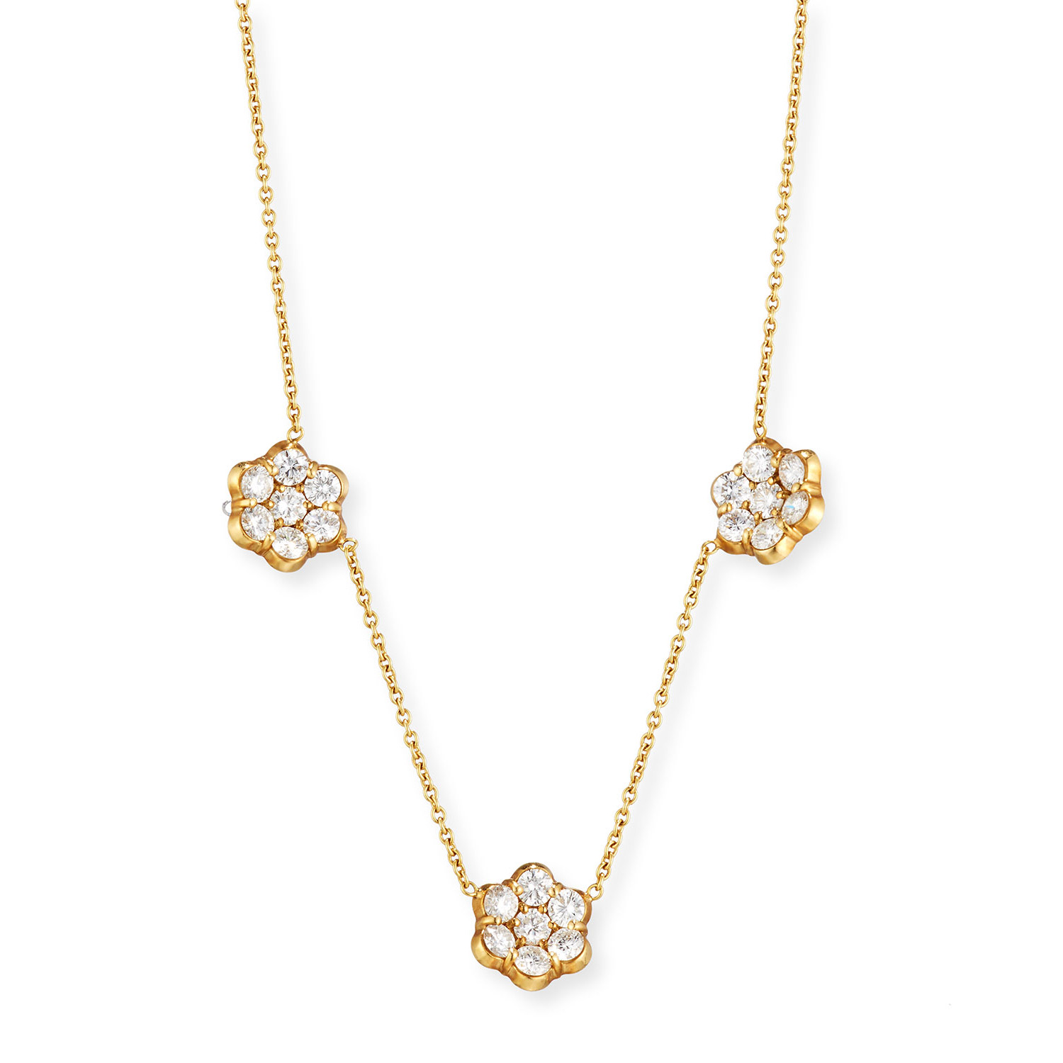 Wholesale Custom 18K Gold & Diamond Floral Station Necklace women’s fine jewelry designer OEM/ODM Jewelry