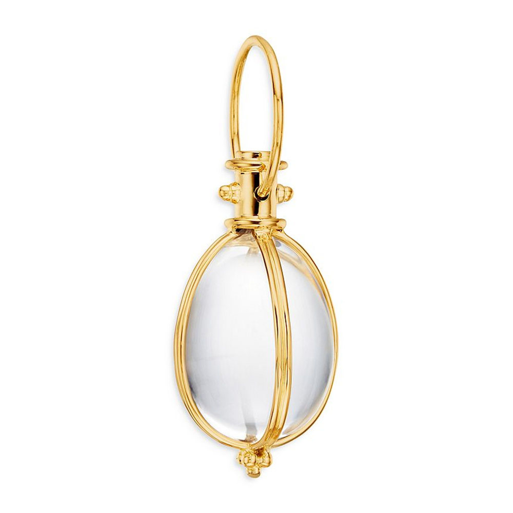 Produttore di gioielli con ciondolo amuleto in cristallo di rocca originale vermeil celeste personalizzato in oro giallo 18 carati