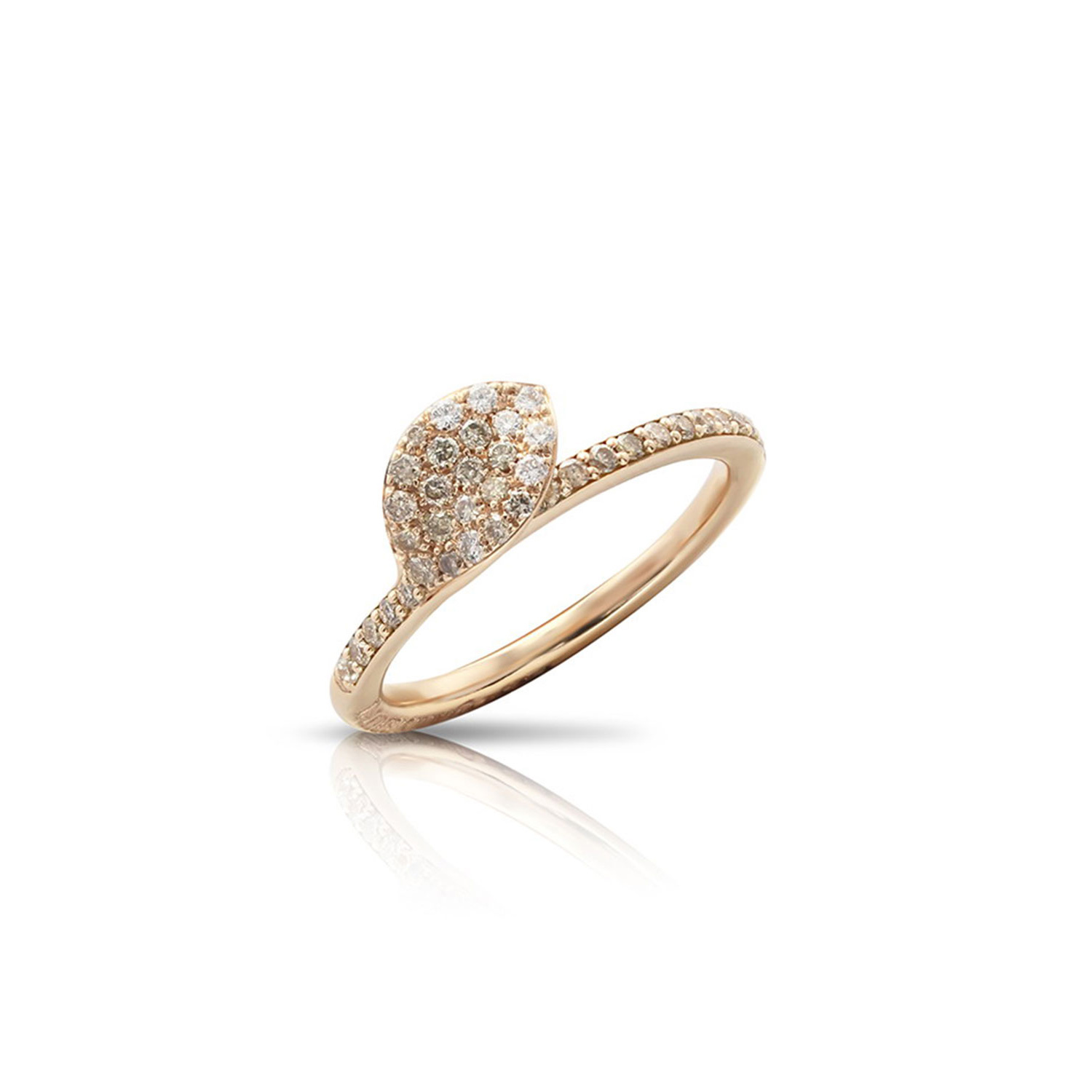 Wholwsale OEM/ODM Jewelry Custom 18k Rose Gold Diamond Leaf Ring women’s fine jewelry designer