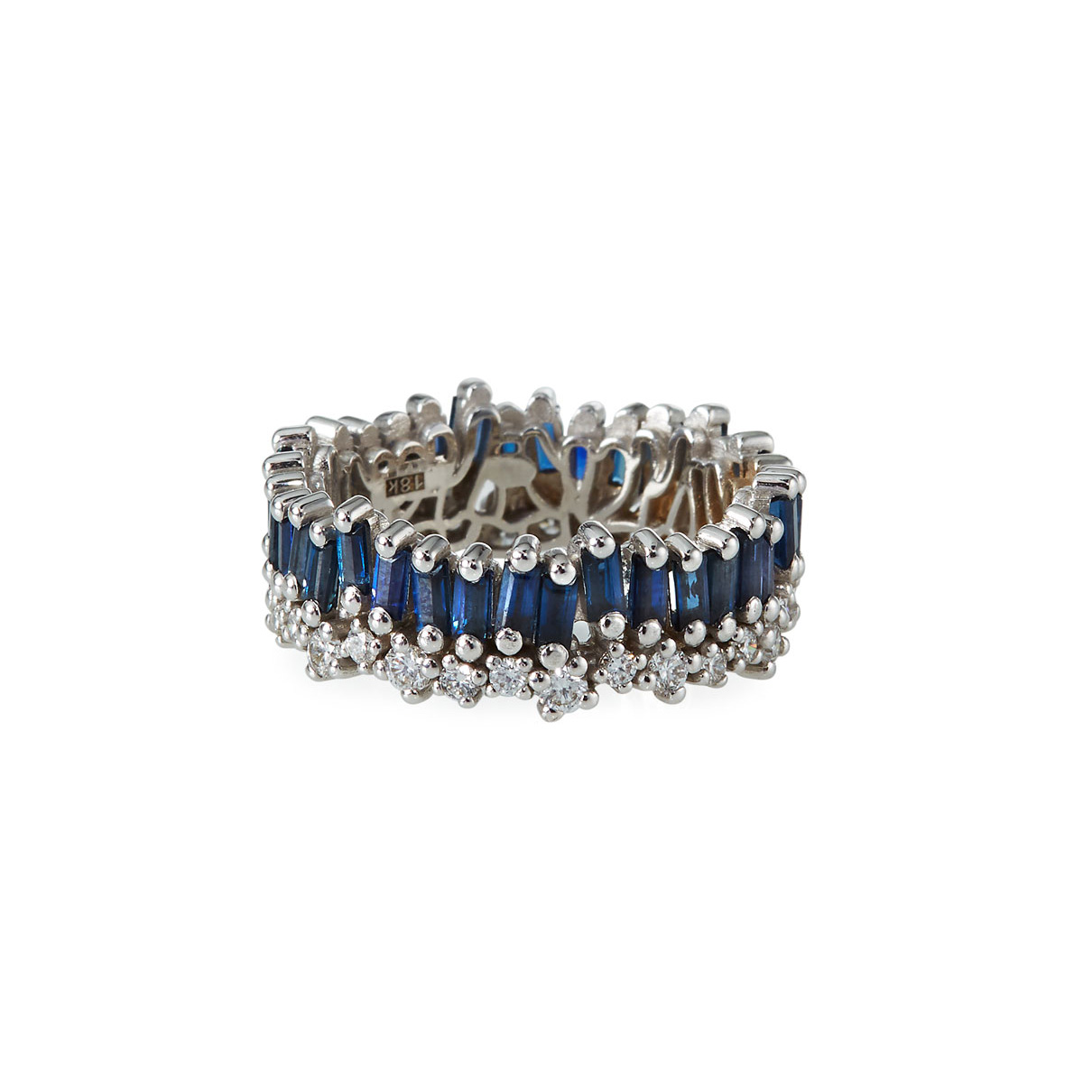 Wholesale OEM/ODM jewelry Custom 18k White Gold Blue Sapphire Eternity Ring OEM gold & silver jewelry
