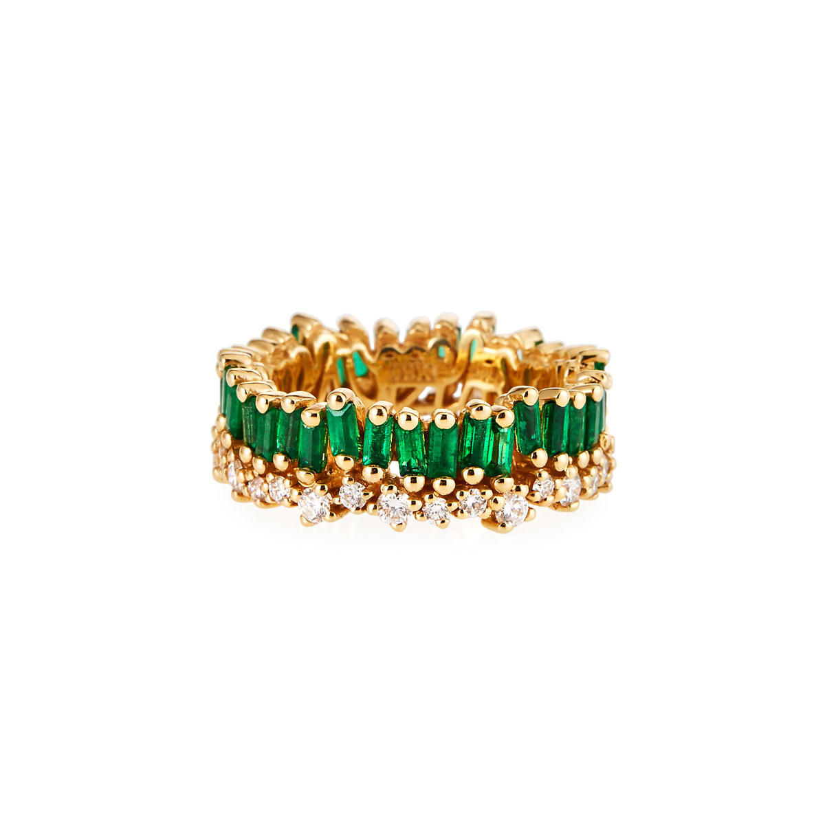 Anello personalizzato all'ingrosso con smeraldi in oro giallo 18 carati OEM / ODM o anello OEM CZ