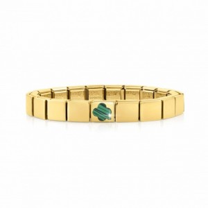 Custom 18k gold plated Composable bracelet, Golden finish, Symbol Malachite