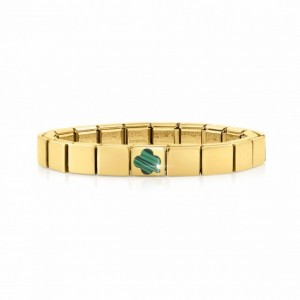 Bracciale Composable personalizzato placcato oro 18 carati, finitura Oro, Simbolo Malachite