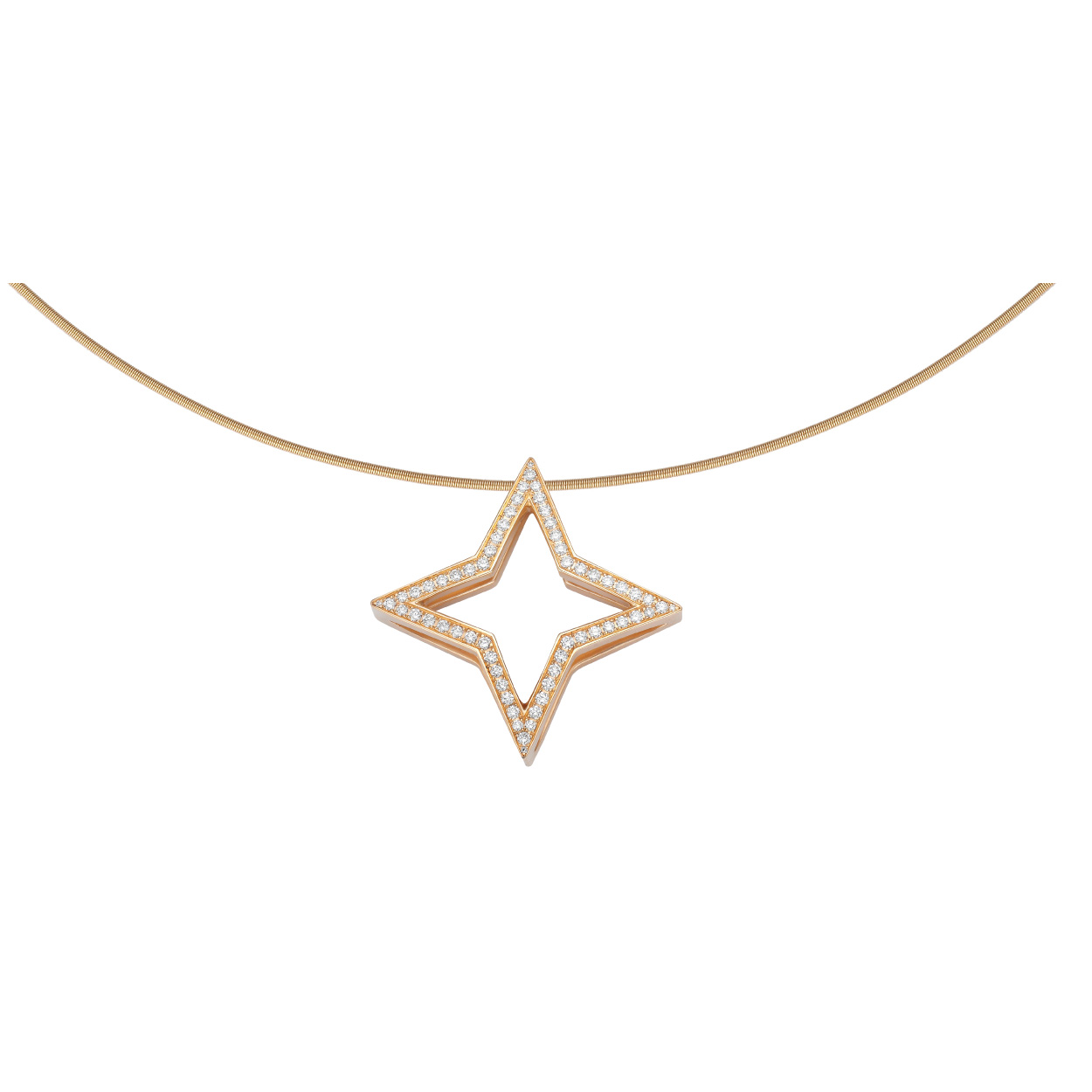 Kalung bintang berlapis emas mawar 18k khusus Perhiasan OEM Terbuat dari Perak 925 dan CZ
