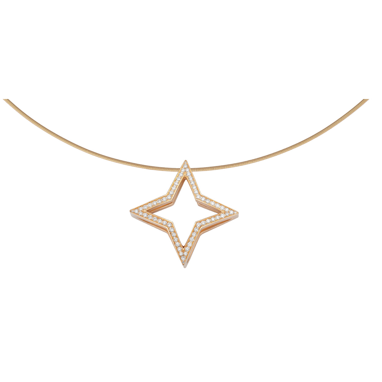 Colar de estrela banhado a ouro rosa 18k personalizado joias OEM feitas de prata 925 e CZs