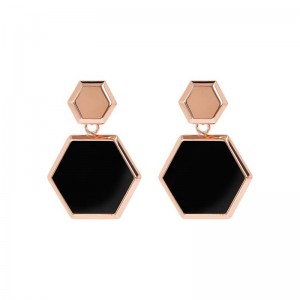 Brincos pendentes hexagonais de prata 925 personalizados em ouro rosa 18k Vermeil atacado