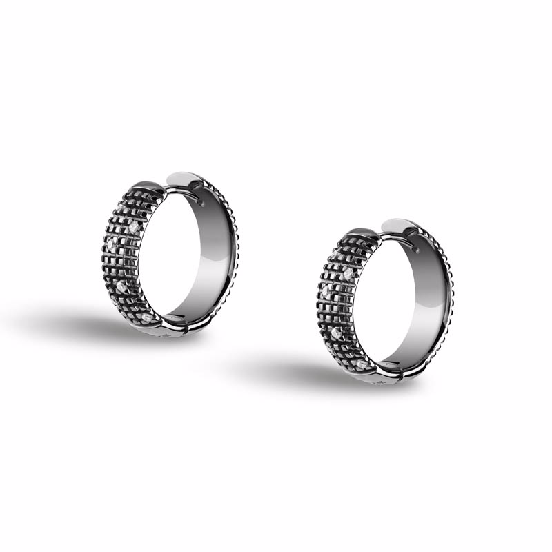 Wholesale Custom OEM/ODM Jewelry Black gold plated sterling silver earrings design wholesale men women italy silver jewelry