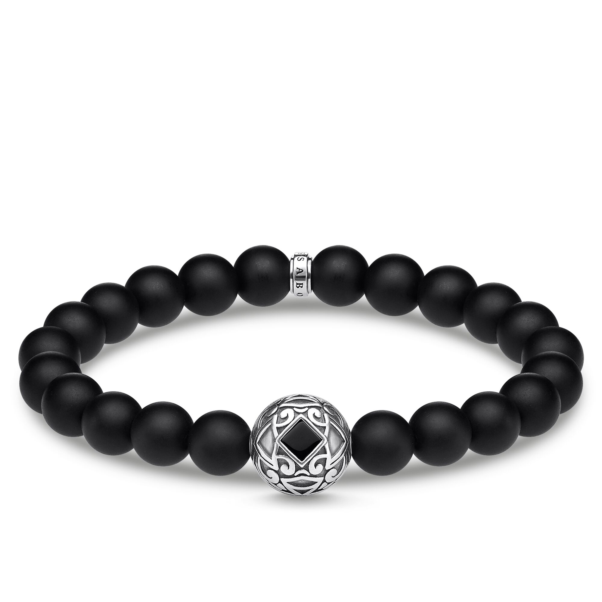 Groothandel Pasgemaakte Swart OEM / ODM Juweliersware sterling silwer armband gemaak van obsidiaan krale OEM mans juweliersware