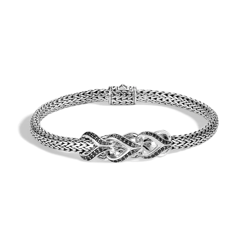 Bracelet personnalisé en argent Sterling avec Zircon noir, vente en gros de bijoux OEM/ODM, fabricant de bijoux en argent OEM personnalisé