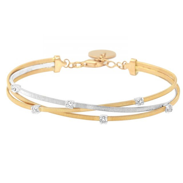 Le bracelet personnalisé en gros est composé de bijoux OEM/ODM bicolores, fabricant de bijoux en or rose et blanc 18 carats