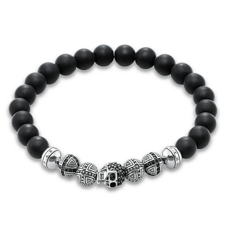 Groothandel persoonlike armband gemaak OEM / ODM juweliersware van 925 Sterling silwer met sirkonium swart, obsidiaan oem diens