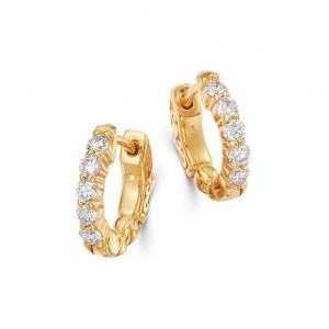 Custom CZ Huggie Hoop Earrings in 14K Gold Plated 925 silver jewelry OEM ODM supplier wholesale