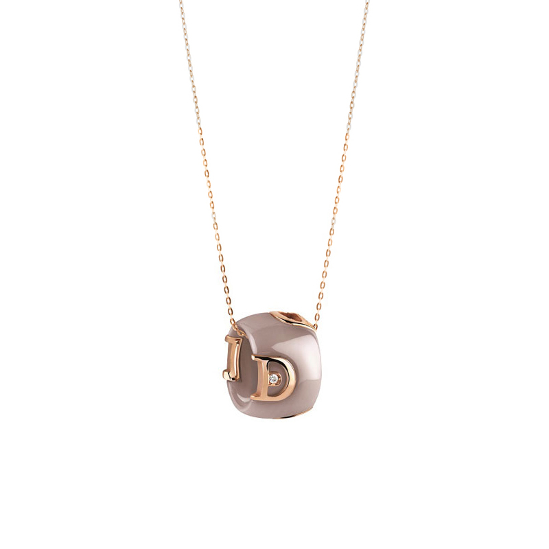 Engros Custom Cappuccino keramik, pink guld OEM/ODM Smykkebelagt halskæde design gravering af dine smykker