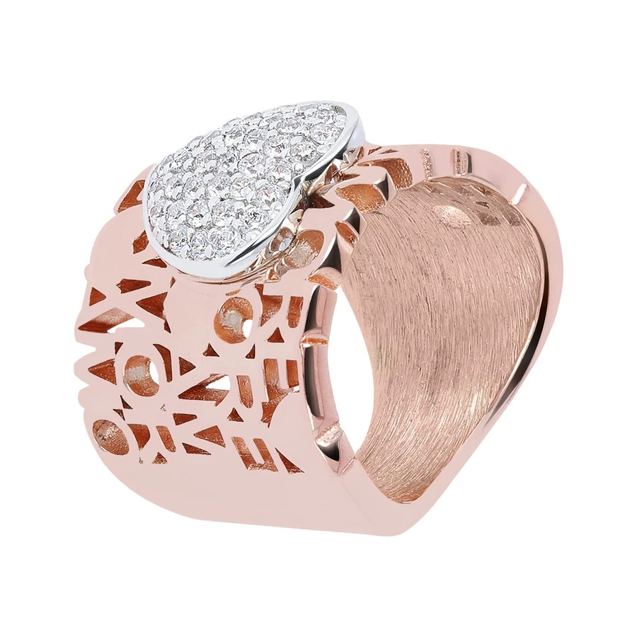 Anello Chech di gioielli personalizzati OEM / ODM all'ingrosso in oro rosa 18 carati placcato in argento 925 con zirconi Produttori all'ingrosso della fabbrica