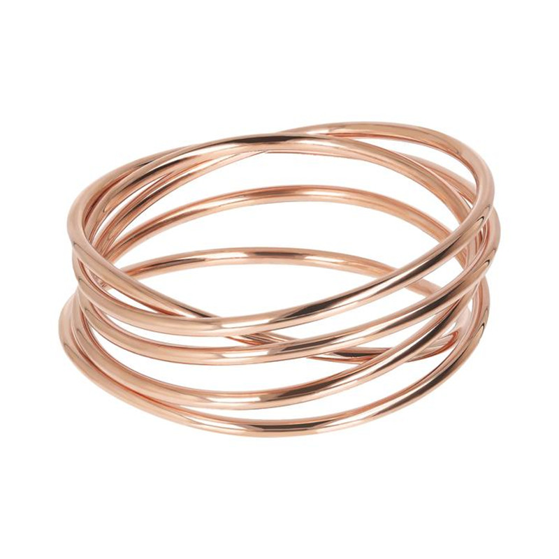 Pulseira de círculos personalizados em prata vermeil em ouro rosa 18k no atacado