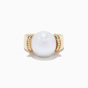 Custom Design Services women’s fine pearl ring CZ 14k gold plated rings jewelry designer