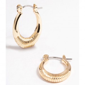 Custom Design Silver Jewelry Services Gold Line Detail Oval Hoop Earrings