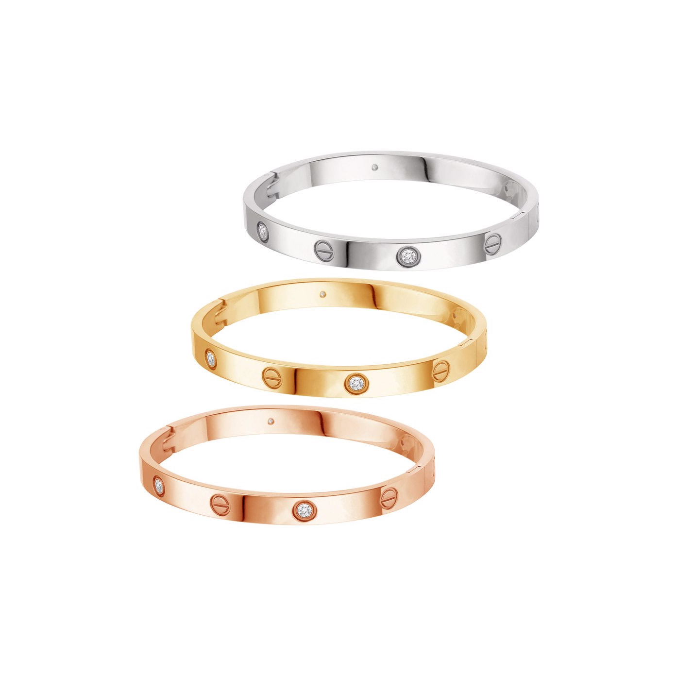 Zestaw srebrnych bransoletek na zamówienie w kolorze białym, różowym i złotym OEM/ODM