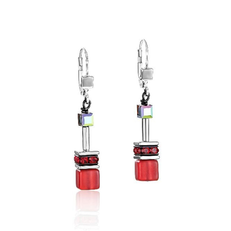 Monaróir jewelry Dearadh an Chustaim OEM ODM Silver & Red Crystal Earrings