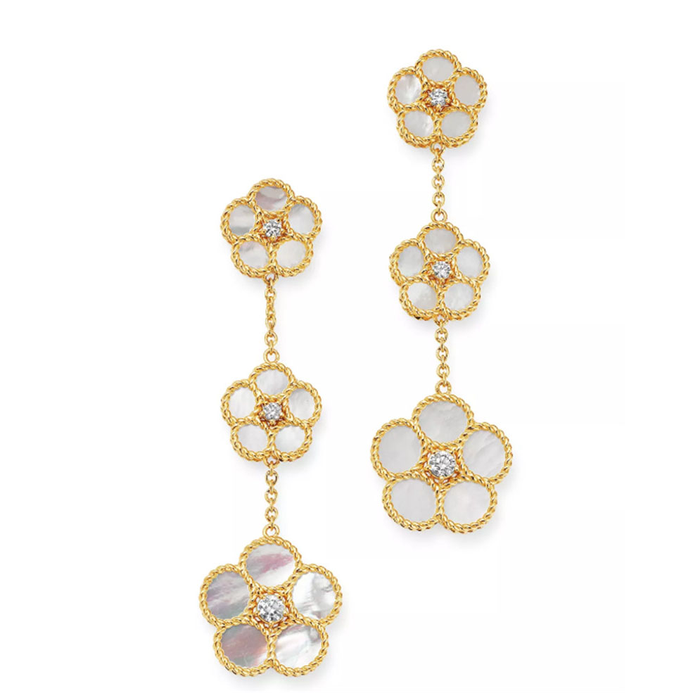 Boucles d'oreilles pendantes en perles et CZ sur mesure, bijoux en or jaune 18 carats, vente en gros