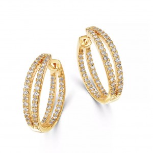 Custom Double Split Row Inside Out Hoop Earrings in 14K Yellow Gold jewelry manufacturer