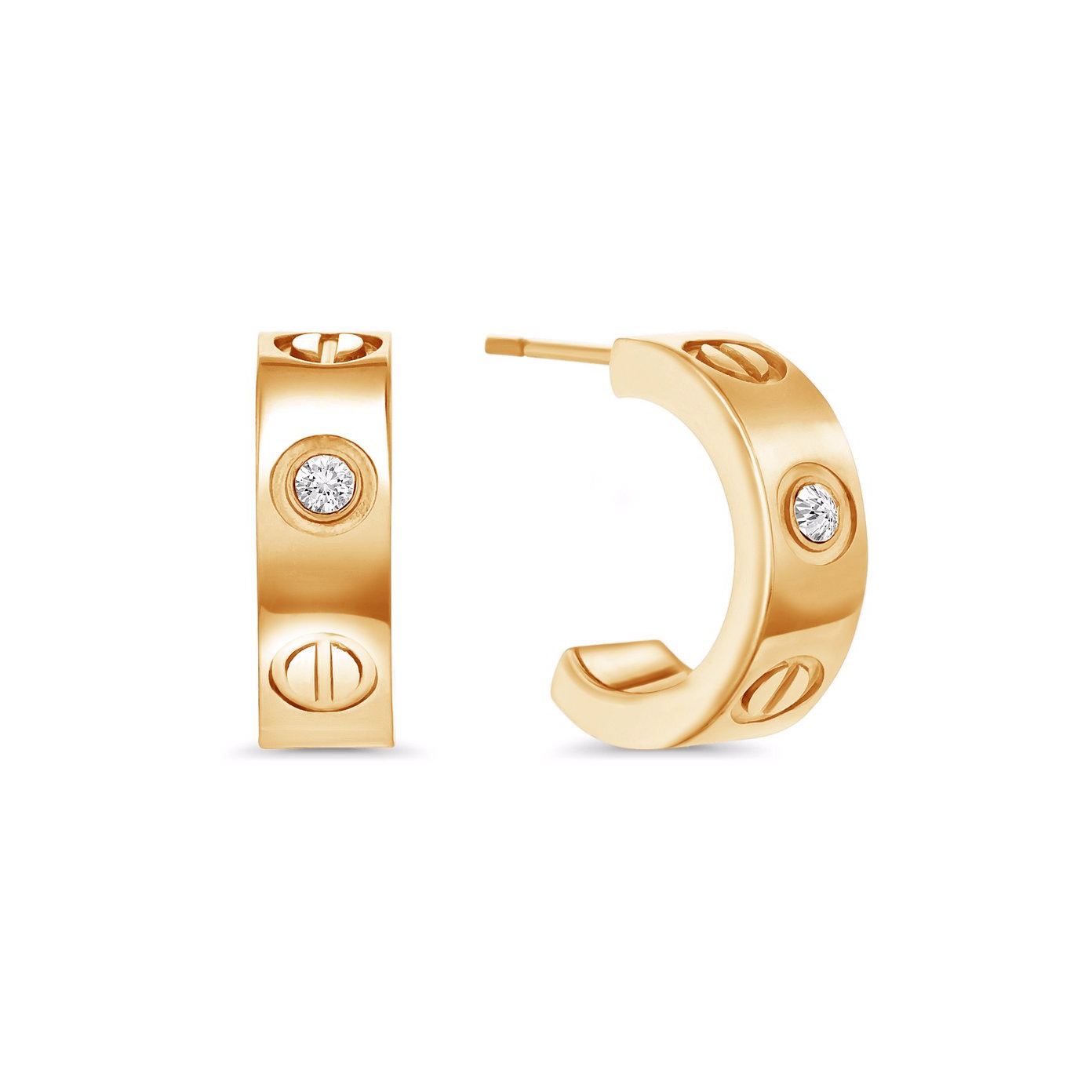 Custom Engraved Jewelry Earrings Yellow Gold OEM/ODM Jewelry plated half hoops