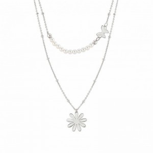 Bijoux de mode personnalisés, vos pensées et vos créations, collier en argent mélodie odm oem, fleur et perles