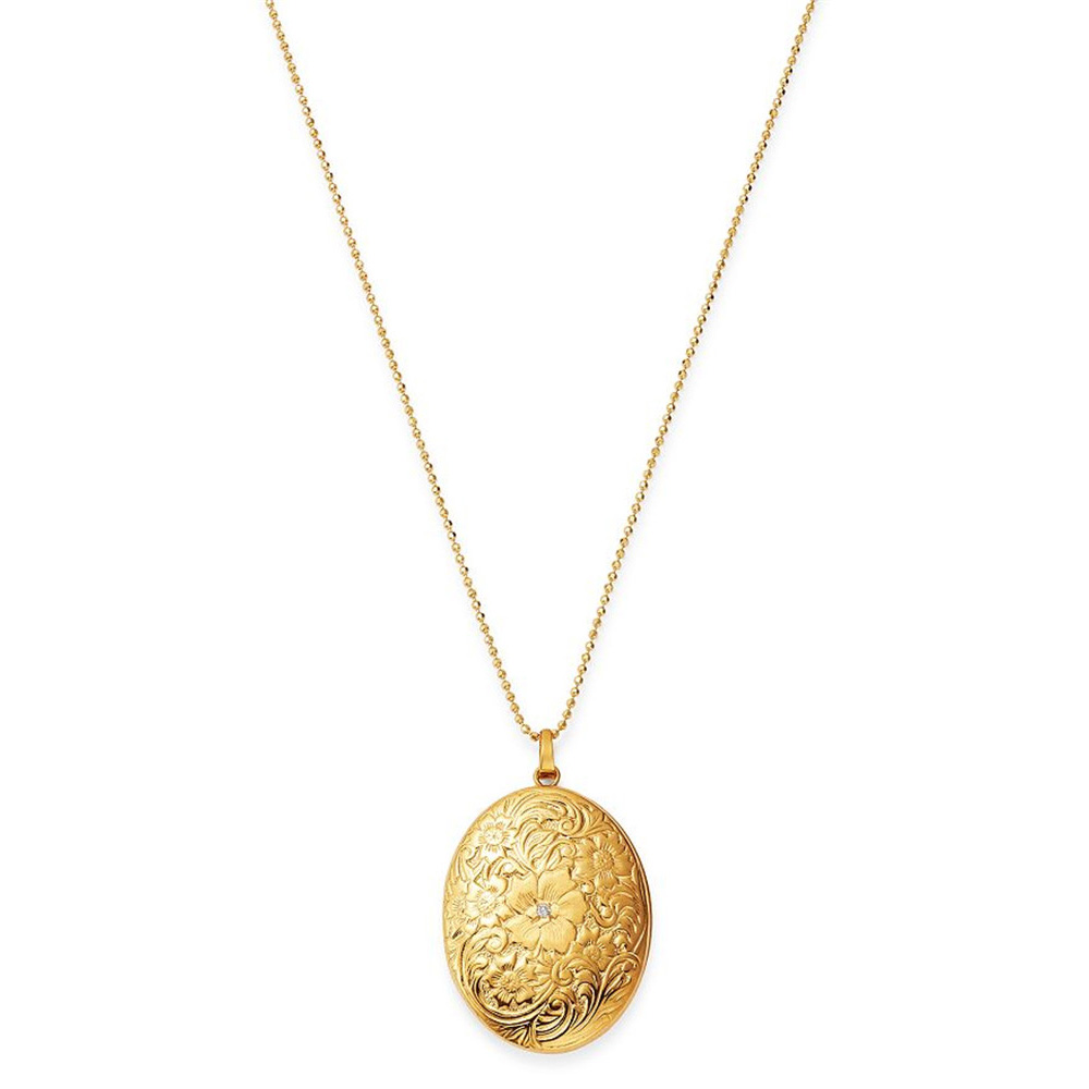 Collier médaillon fleur personnalisé en or jaune 14 carats fabricant de bijoux en argent Vermeil