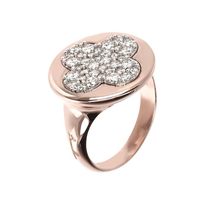 Custom Four Leaf Clover Pavé Signet Ring for sterling silver jewelry designer wholesaler