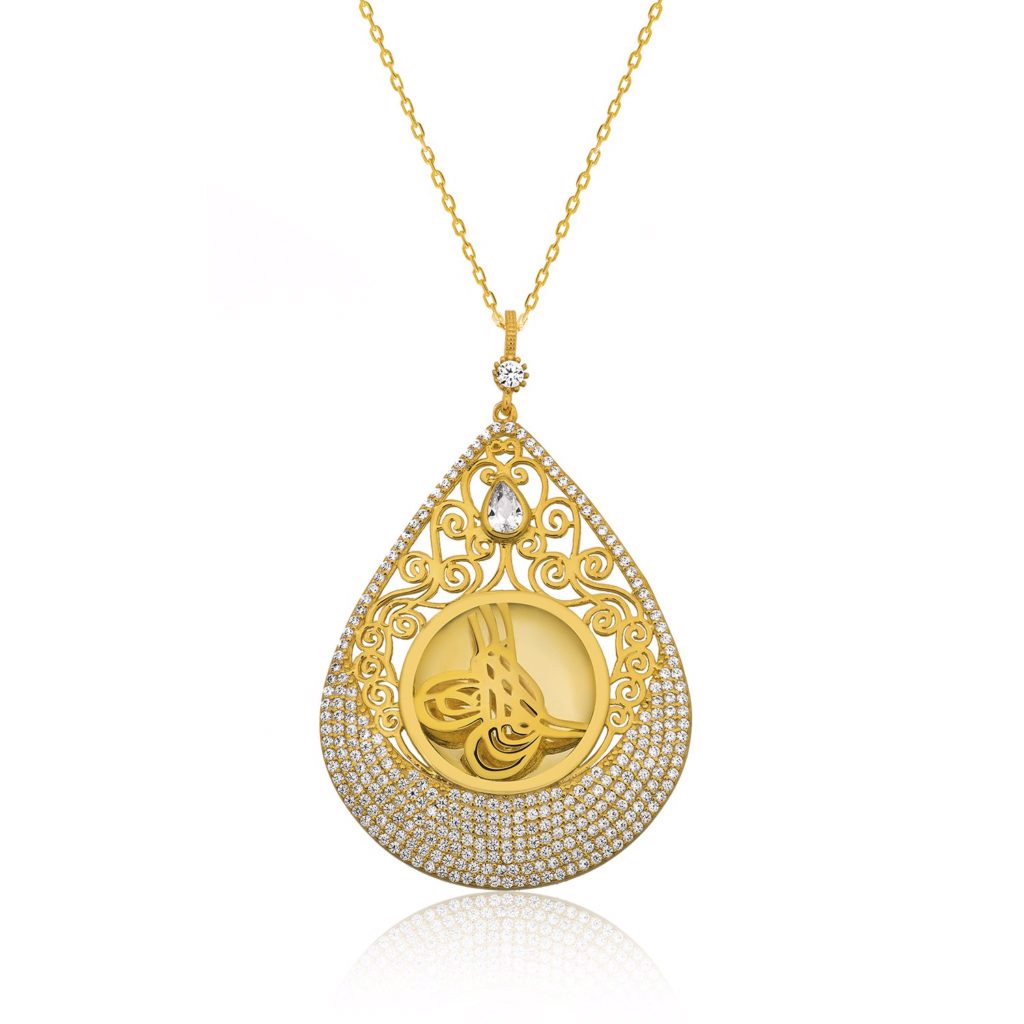 Wholesale Custom OEM/ODM Jewelry German Drop Silver Necklace made by gold color 925 sterling silver with zircon ornaments design fine jewelry wholesaler suppliers