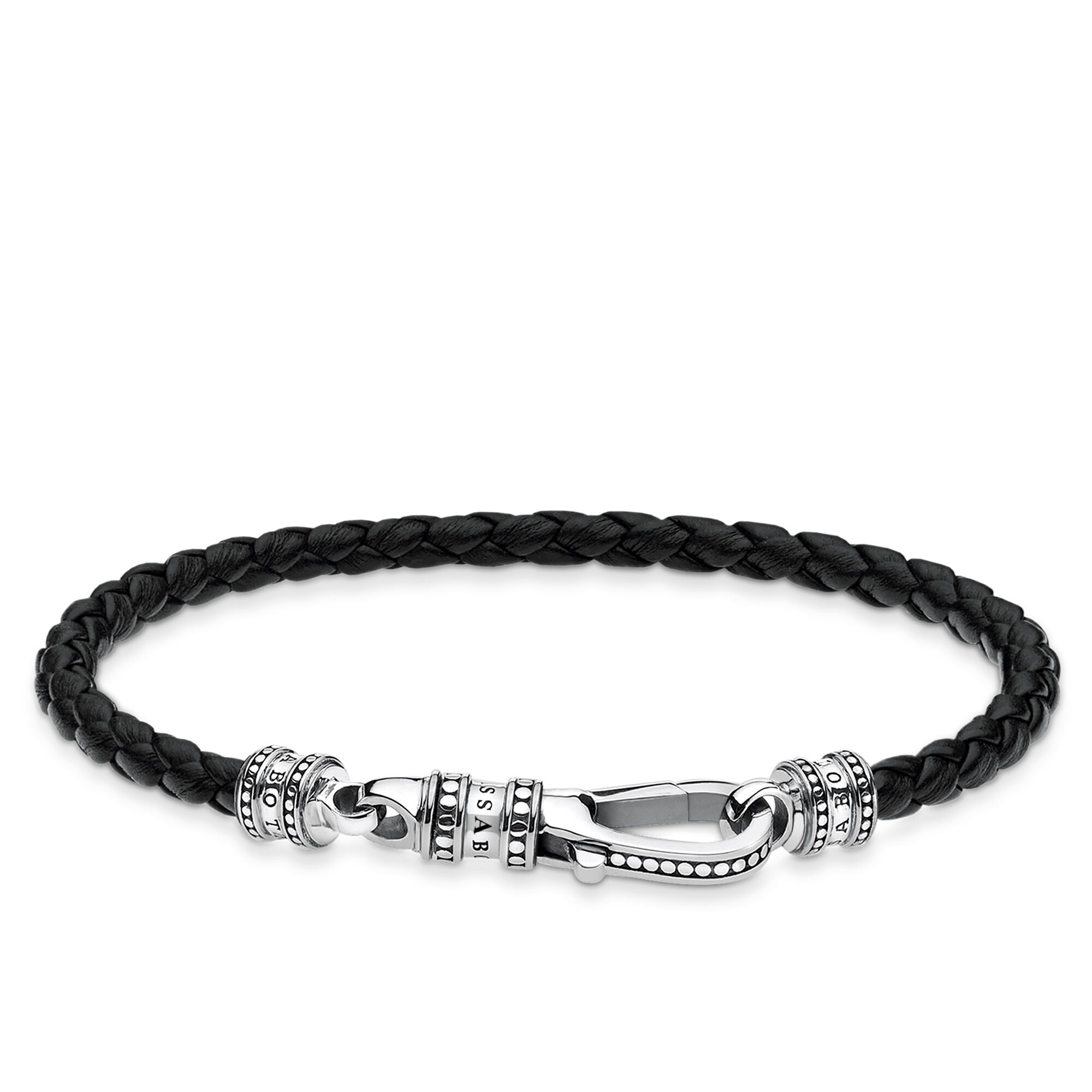 Wholesale OEM/ODM Jewelry Custom Hand-woven, black leather bracelet design in Sterling silver manufacturer