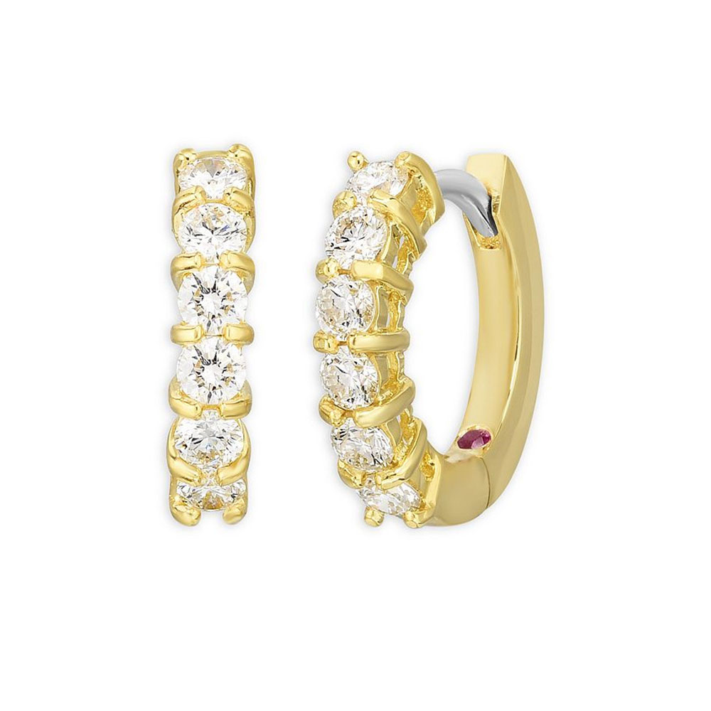 Custom Hoop Earrings in 18K Yellow Gold Vermeil with  Perfect cubic zirconia wholesale