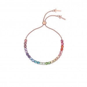Custom Ireland bracelet jewelry wholesaler OEM ODM Girl’s fashion 925 silver Rose Gold Vermeil Icon Rainbow Crystal Bracelet