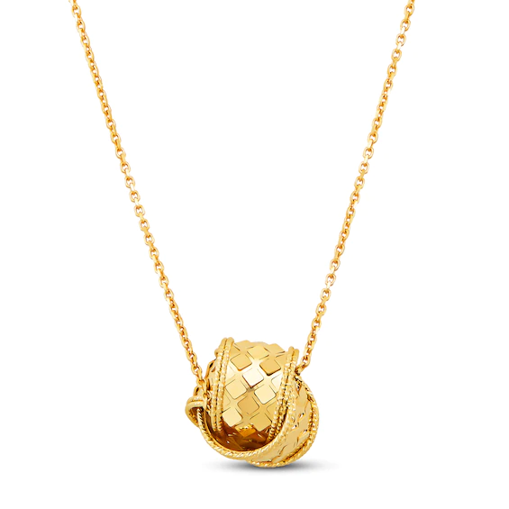 Venta al por mayor, joyería personalizada de Italia OEM/ODM, collar con colgante entrelazado D'Oro, oro amarillo de 14 quilates, mayorista de joyería de plata